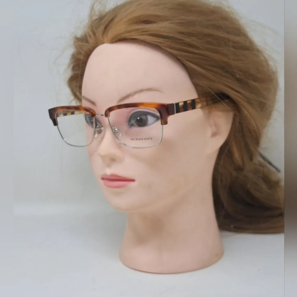 Burberry Eye Glasses Frames Unisex Half Rim Havana Nova Check B2224 54-18-145